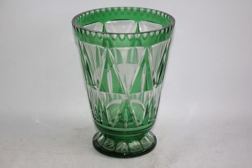 Vase cristal taillé - cristal, vert