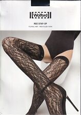 Bas jarretière WOLFORD REE coloris Black. Taille L. Recycled fishnet stay-ups.