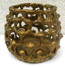 Porte-bougie alvéolé en laiton massif