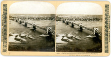 Stereo, Russia, Kief, the Nicholas suspension bridge over the Dnieper Vintage st