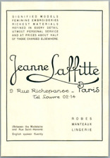 JEANNE LAFFITTE HAUTE COUTURE MODE TISSUS BRODERIE PARIS PUBLICITE ANCIENNE 1920