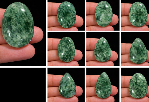 Cabochon préhnite rutilé