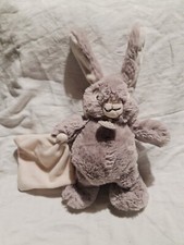 Baby Nat' doudou pantin mouchoir lapin gris blanc Neuf