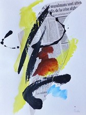 Jean Miotte 1926-2016 " Composition " Signé à la Main Original Unique Gouache &