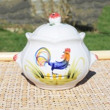 Sucrier en faïence de MBFA Pornic modèle Coq