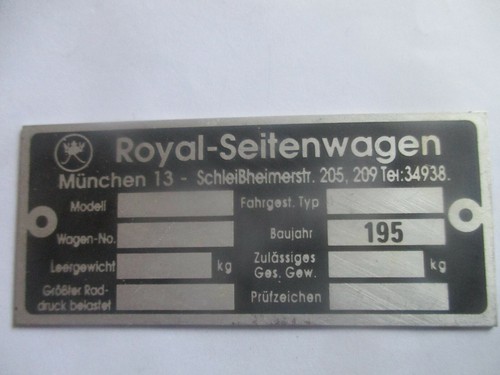 Plaque bouclier roayl side - plaque, side-car