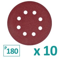 10 disques abrasifs auto agrippants pour ponceuse Ø 125mm 8 trous grain 180