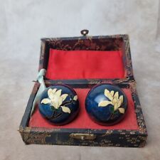 Boules Chinoises Cloisonnées de Relaxation - Fleurs sur Fond Bleu