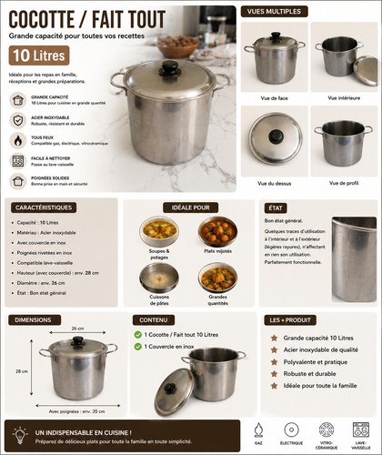 Marmite grand faitout 12l - marmite,,