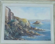 Tableau Hsp Cote Basque Baie De Biarritz Signée ROUSSARIE No Floutier No Giva