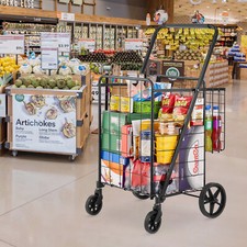VEVOR Chariot de Courses Pliable Chariot de Supermarché 85 L 50 kg 4 Roulettes