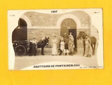 FONTAINEBLEAU (77) ATTELAGE d'ANE & BOUCHERS aux ABATTOIRS / Carte-photo en 1907