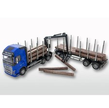 EMEK - Camion bleu avec grue de chargement et remorque transport de bois – VO...