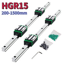 2Pcs HGR15 rail de guidage linéaire 200~1500mm+4Pcs coulisseau HGH15CA CNC