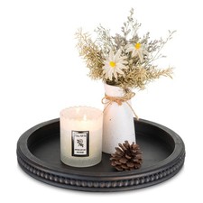 Plateau Decoratif Rond Bois Petit Noir Marron Plateaux Decor pour Table Basse...