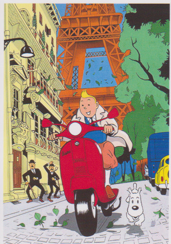 Tintin scooter vespa paris - tintin,