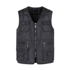 Hommes Épais Gilet Veste Matelassé Blouson sans Manche Manteau Poche Hiver Chaud
