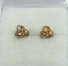 GB Poinçonnée 9c or Jaune Emboîtés Amour Nœud Boucles D'Oreilles Ck 12