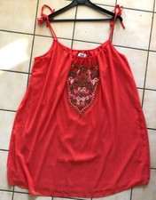 Robe courte été orange - polyester - Lynn Adler - Taille L - Très bon état