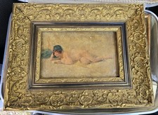 Tableau, Signée "Pierre Carrier Belleuse " Nu Allongé Cadre Bois Doré A Nettoyer