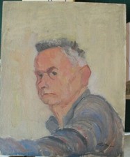 Autoportrait, huile sur bois, François Besson (1904-1987), vers 1950