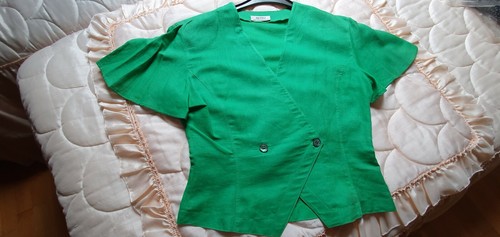 Superbe veste spencer lin - , vert