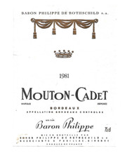 Etiquette de vin - Baron Philippe de Rothschild - Mouton Cadet - 1981