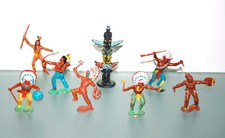 CRESCENT TOYS 1/32 lot 7 INDIENS + Totem époque starlux jecsan comansi timpo