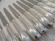 12 couteaux à dessert métal argenté aux filets SFAM non signé 21,3cm