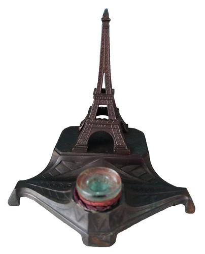 Ancien encrier tour eiffel art - ancien,