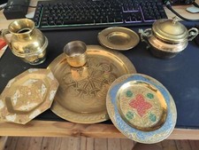 ENSEMBLE PLATEAU THÉ MAROCAIN CUIVRE/LAITON