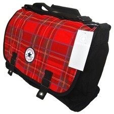 Converse Sac Épaule Sac 98412-30 Noir Patch Toile Plaid Tartan Logo Rouge