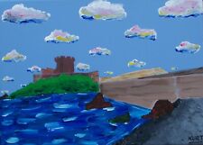 Tableau Naif le fort de socoa en Pays-Basque