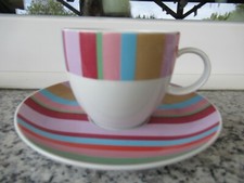 1 TASSE SUR SOUCOUPE Porcelaine  THOMAS LARGE BORD COULEURS