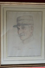 Dessin, Portrait GEN BOISSON, François DEHERAIN 1er Mari de la Mar. PETAIN 1918
