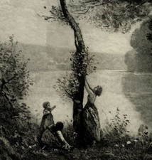 Camille Corot The Lake - Large Folio Charles-Louis Kratké original Etching XIXth