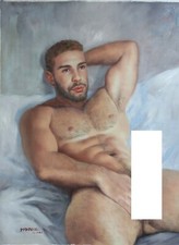 portrait homme nu integrale peinture huile sur toile / painting on canvas nude