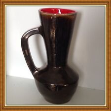 GRANDE CÉRAMIQUE ÉMAILLÉE NOIRE & ROUGE SIGNÉE MAX IDLAS 1960 VINTAGE