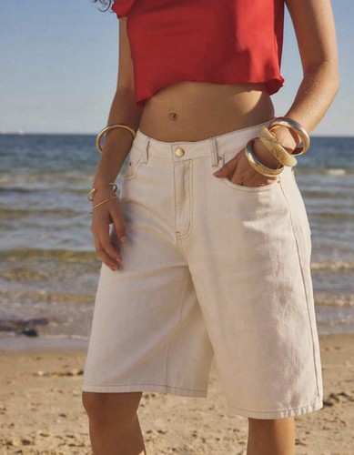 Short bermuda blanc 100 coton - blanc, 100%