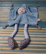 S24 / doudou plat lapin bleu jambes rayées THEO ET INES