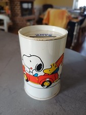 Ancienne tirelire / Pot à Crayons en tôle Snoopy Vintage