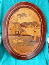 Tableau en marqueterie à décor d'un paysage Dimensions : 64 x 48 cm