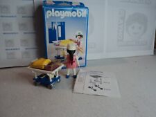 PLAYMOBIL vintage city hôpital infirmière chariot bébé set 3979 de 1998 / boîte