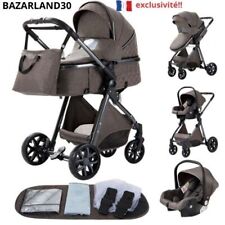Poussette 3 en 1 Bébé Combinée Siège-Auto Nacelle Trio Réversible.Chocolat