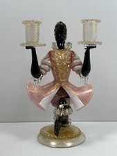 Important Bougeoir Style Colonial en Verre Soufflé de Murano H. 27cm Vintage