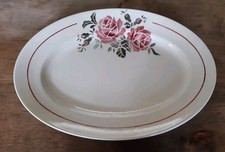 Plat de service Badonvillier ovale Collection Strasbourg ;décor roses