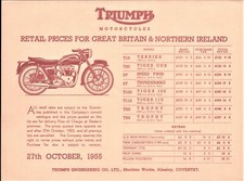 Triumph Motorcycles Prix List