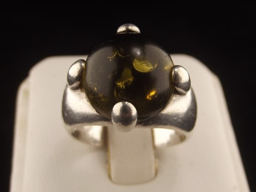 Bague argent ambre - en,