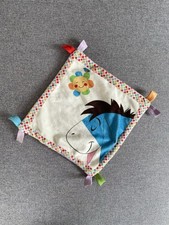 Doudou plat âne Bourriquet NICOTOY Disney carré soleil fleur oiseau 24 cm (CEMO)