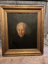 Tableau Ancien Peinture XIXe Portrait Femme Huile / Toile